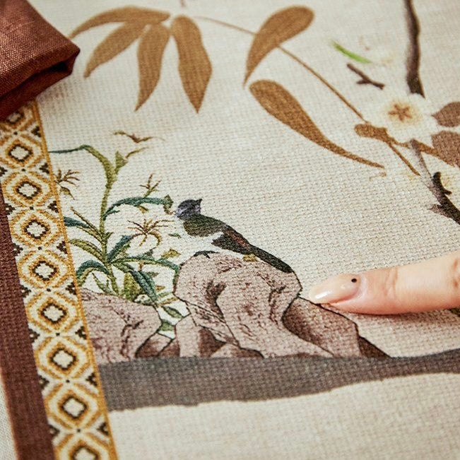 Flower and Bird Pattern Table Runner details, Home Decor