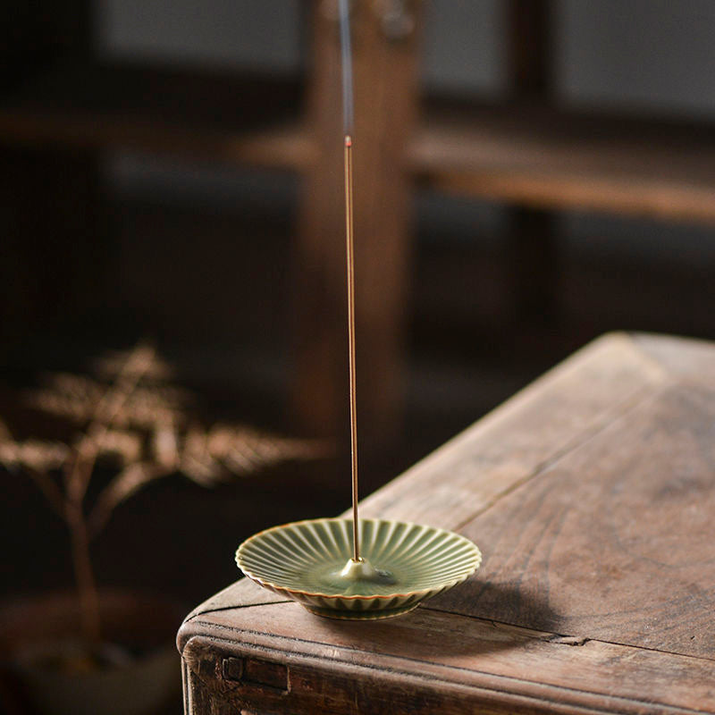 Green Ceramic Plate Incense Holder, Incense Accessories