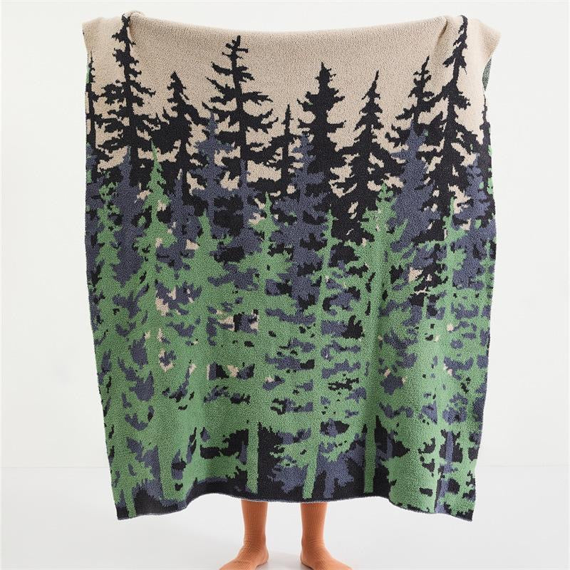 Green Forest Pattern Cotton Home Throw Blanket – A soft cotton throw blanket with a serene green forest design, adding a cozy and nature