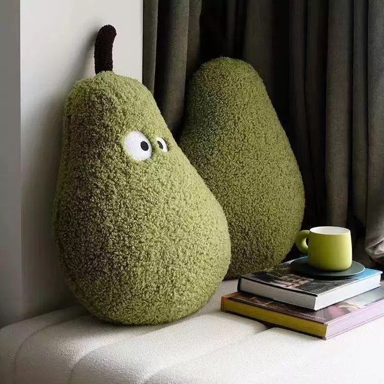 Green Pear-Shaped Throw Pillow, Fun and Cozy Cushion