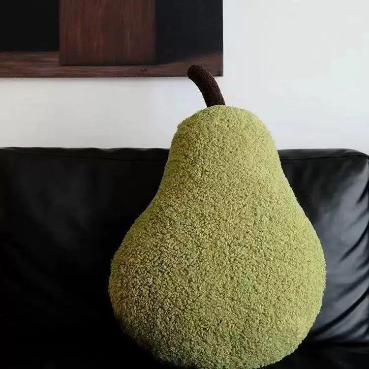 Green Pear-Shaped Throw Pillow, Fun and Cozy Cushion