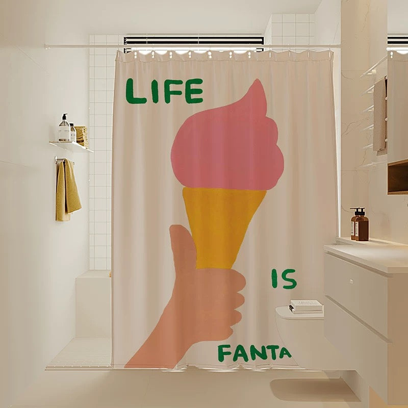 Ice Cream Pattern Waterproof Shower Curtain, Fun & Functional Bathroom Decor 