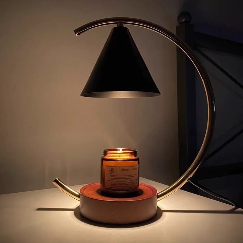 Iron Black Adjustable Heat Candle Warmer Lamp with Timer. Perfect for safe, smoke-free ambiance. Enjoy fast, even melting with adjustable heat & sleek design