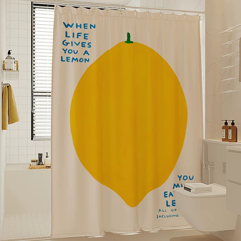 Lemon Pattern Waterproof bathroom Shower Curtain, Fresh and Fun Bathroom Decor