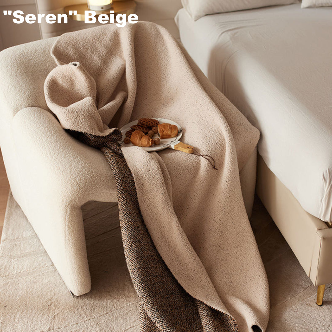 Maillard Style Beige Cotton Home Throw Blanket