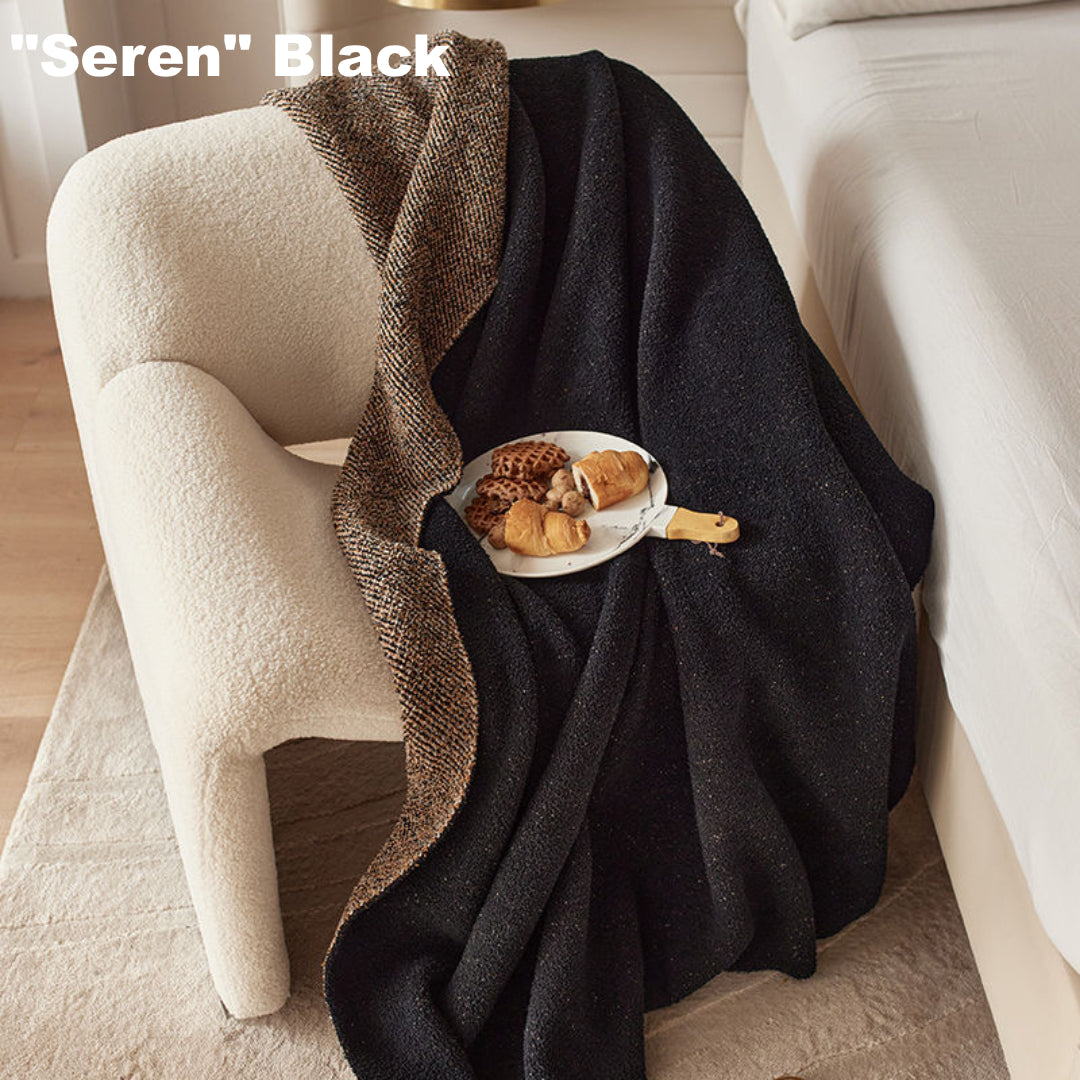 Maillard Style Black Cotton Home Throw Blanket