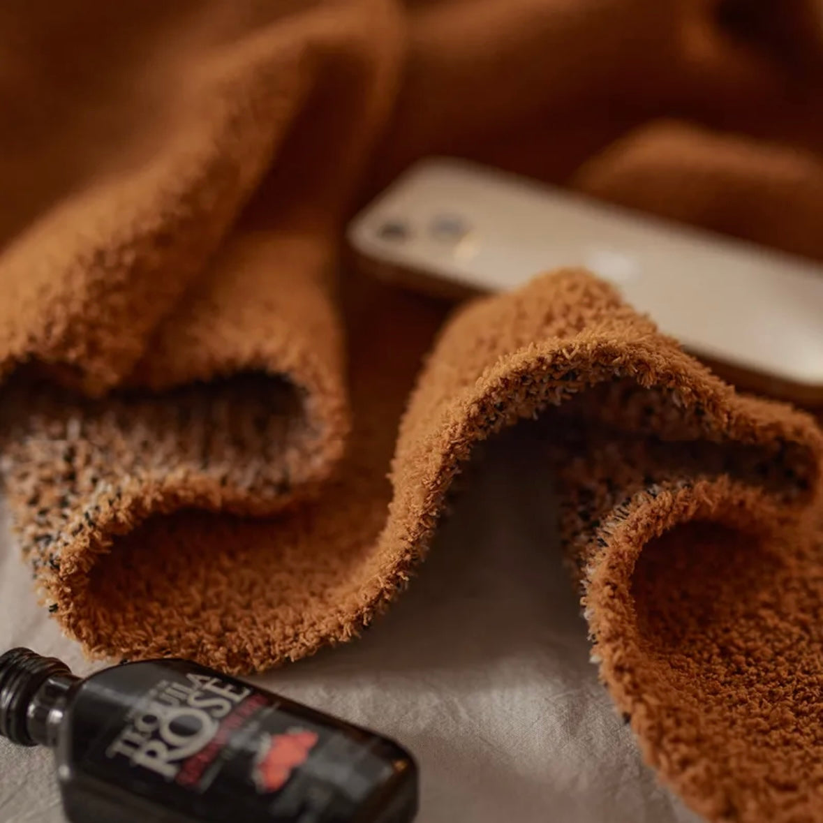 Maillard Style Orange Cotton Home Throw Blanket