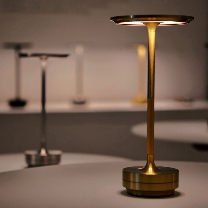 Minimalist Portable Table Lamp, Silver, Gold & Black color Options.