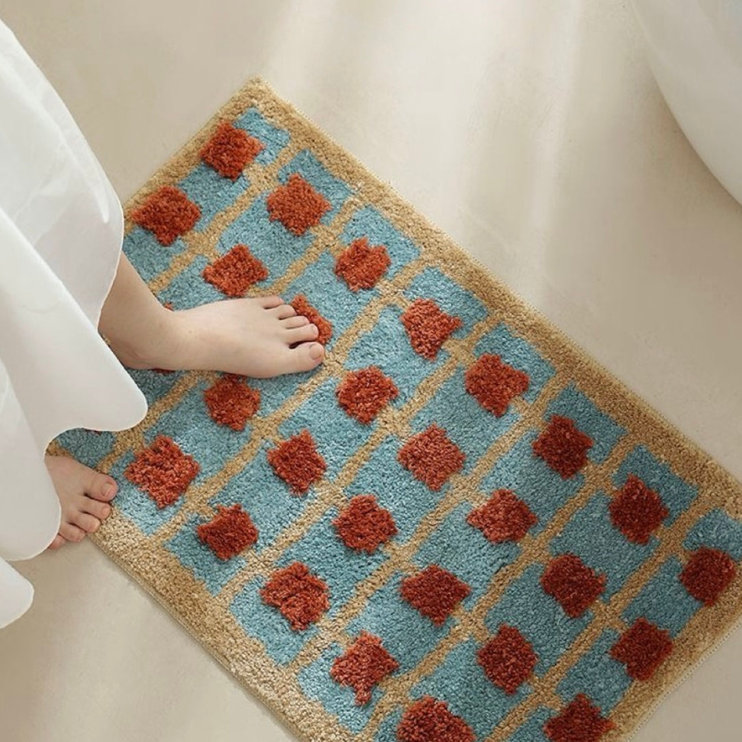 Non-slip Red and Blue Bath Mat, Stylish and Safe Bathroom Decor