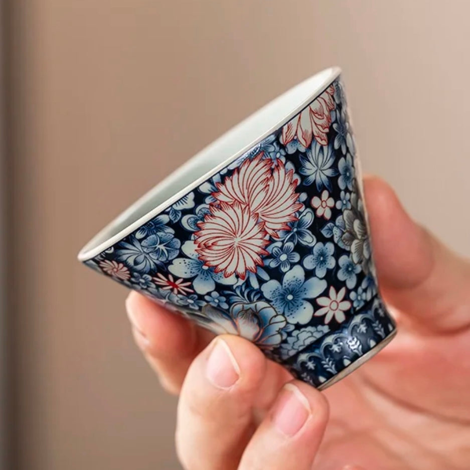 Petal traditional Chinese Ceramic Tea Cup, Elegant and Artistic oriental Teaware