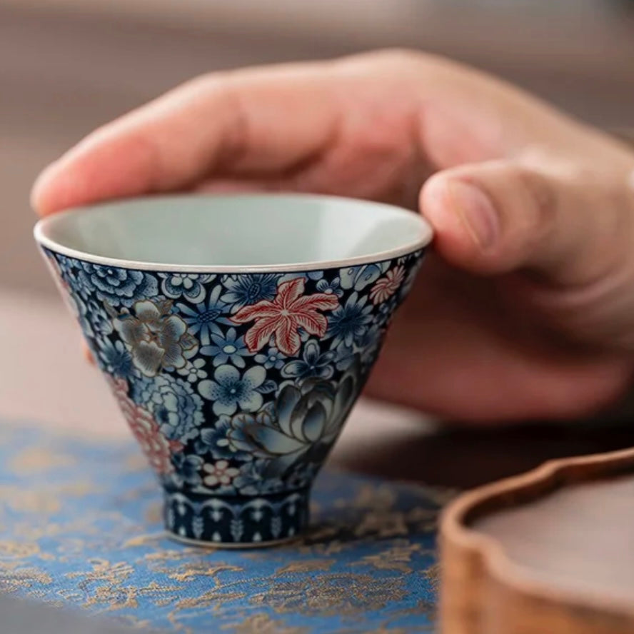 Petal traditional Chinese Ceramic Tea Cup, Elegant and Artistic oriental Teaware