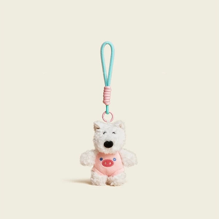 Pink Plush Dog Keychain, Cute and Soft key Accessory