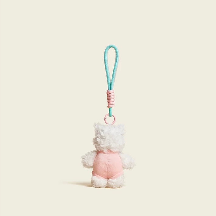 Pink Plush Dog Keychain, Cute and Soft key Accessory