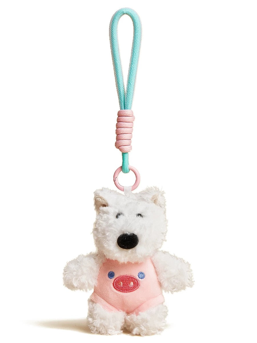 Pink Plush Dog Keychain, Cute and Soft key Accessory