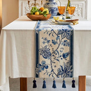 Pomegranate Blue Floral Pattern Table Runner