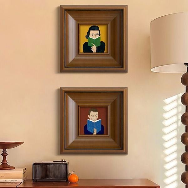 Portrait Wall Art with Wooden Frame, Elegant Home Decor