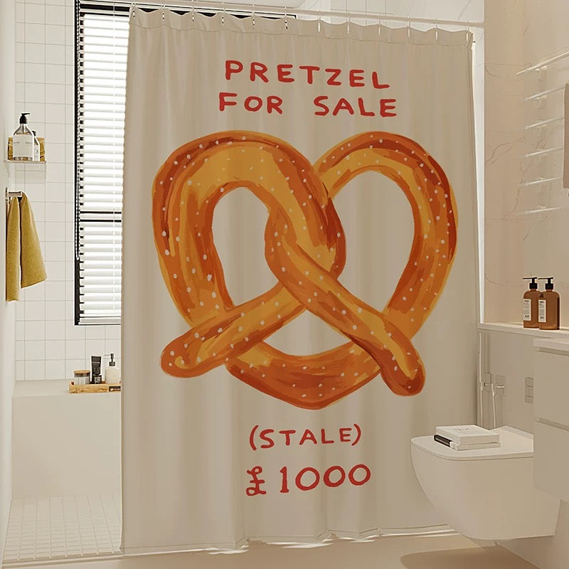 Pretzel white Pattern Waterproof Shower Curtain, Fun and Unique Bathroom Decor