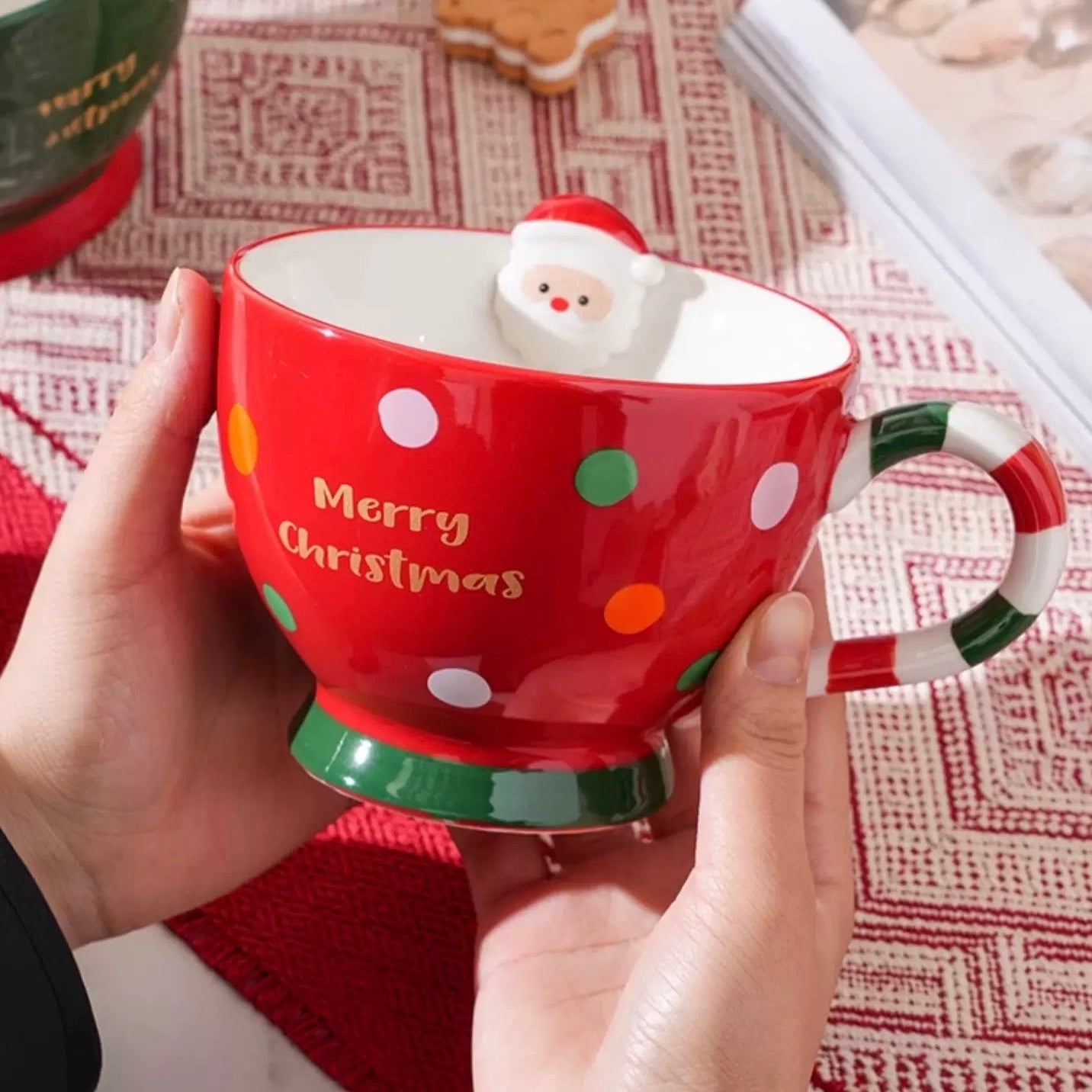 Red Christmas Mug, Festive Holiday Drinkware