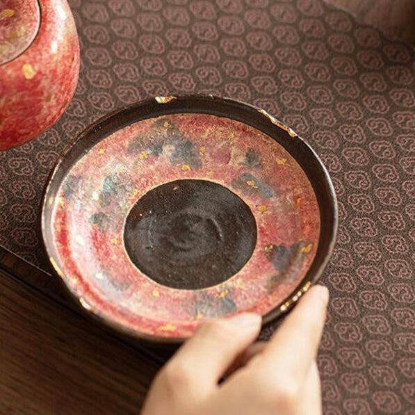 Red Rock Mine Pottery Coaster, Artistic and Durable Drink Coaster