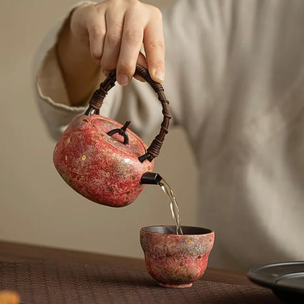 Red Rock Mine Pottery Tea Pot, Artistic Chinese Teaware tea set
