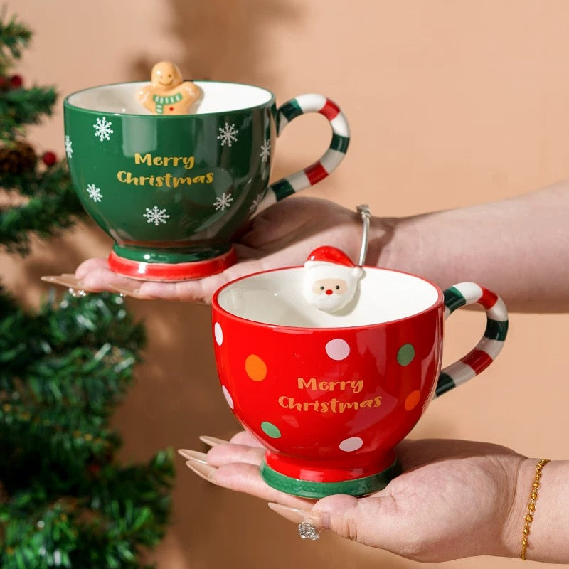 Red and Green Christmas Mug, Festive Holiday Drinkware