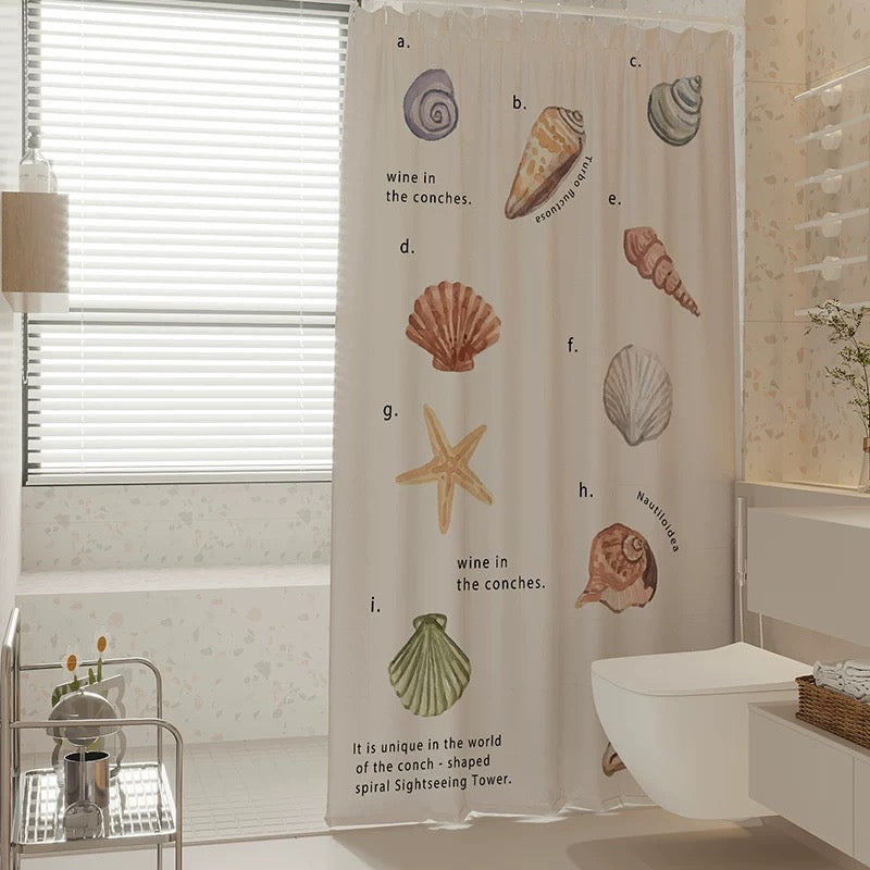 Sea Shell Waterproof Shower Curtain, Stylish Bathroom Decor