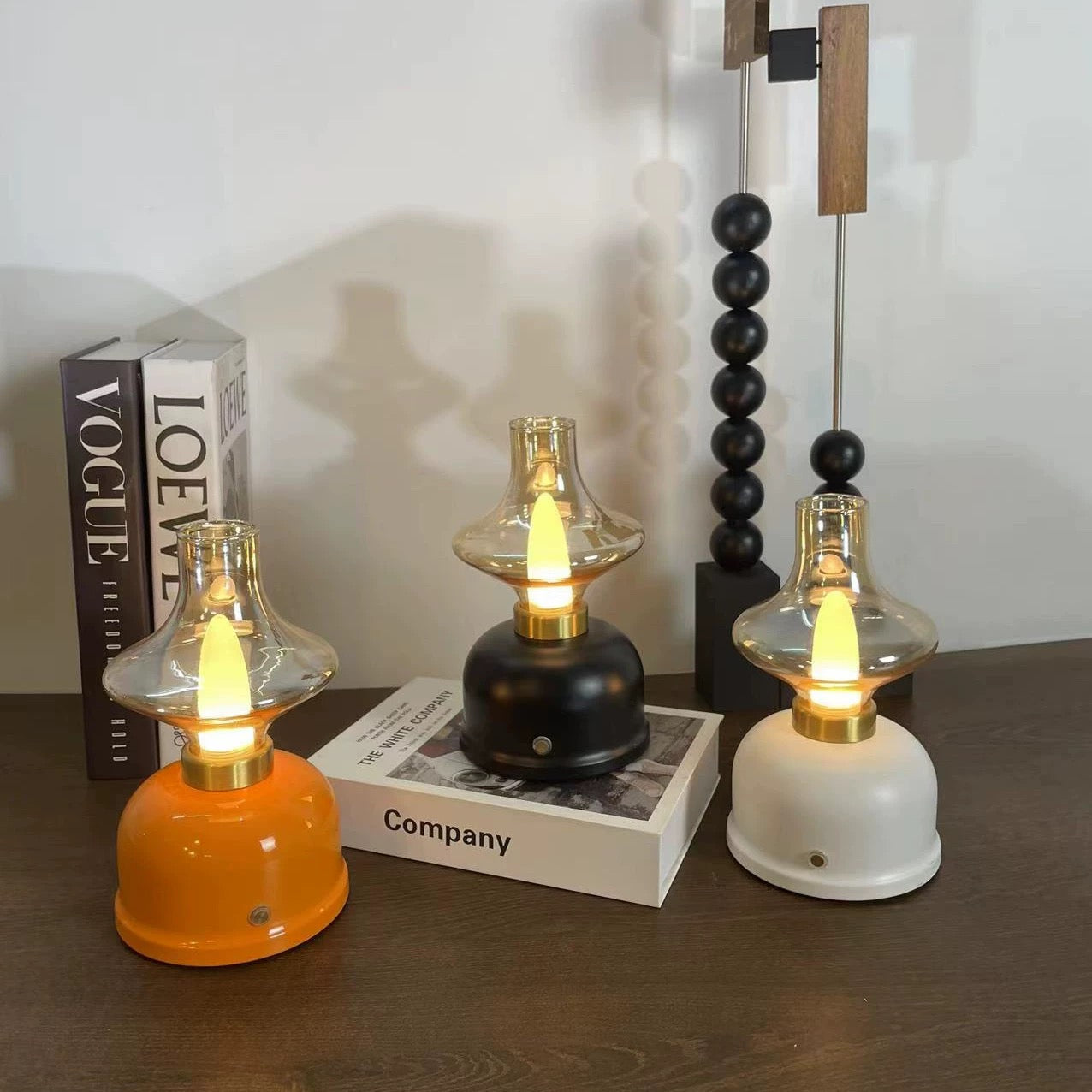 Vintage Oil Lamp-shaped Portable Cordless Rechargeable Table Lamp, A stylish cordless table lamp with a vintage oil lamp design, available in 4 color options for a cozy and functional home decor.