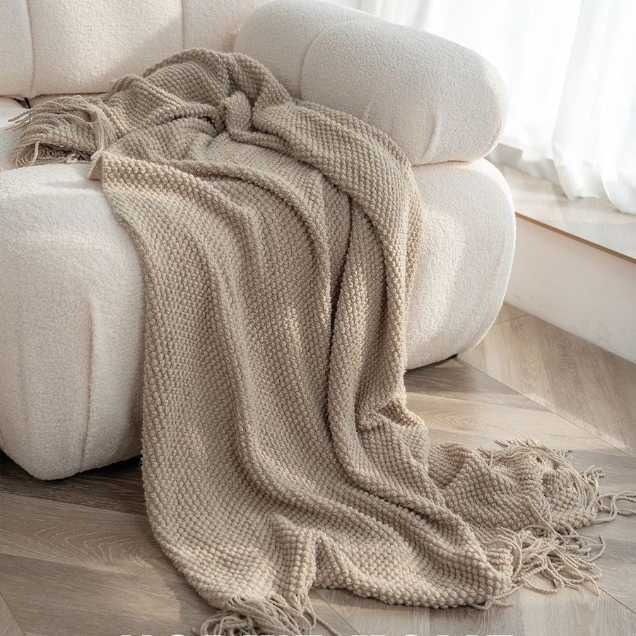 White Knitted Home Throw Blanket, Cozy Bedroom and living room Decor, bedding