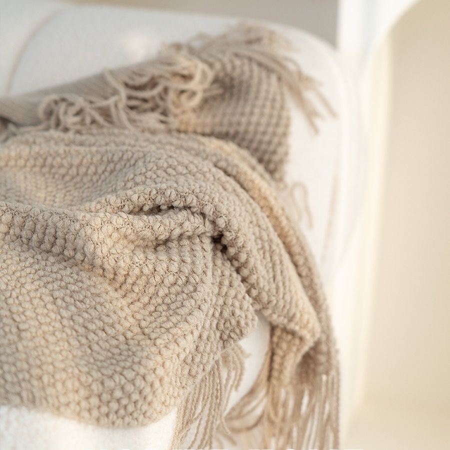 White Knitted Home Throw Blanket, Cozy Bedroom and living room Decor, bedding