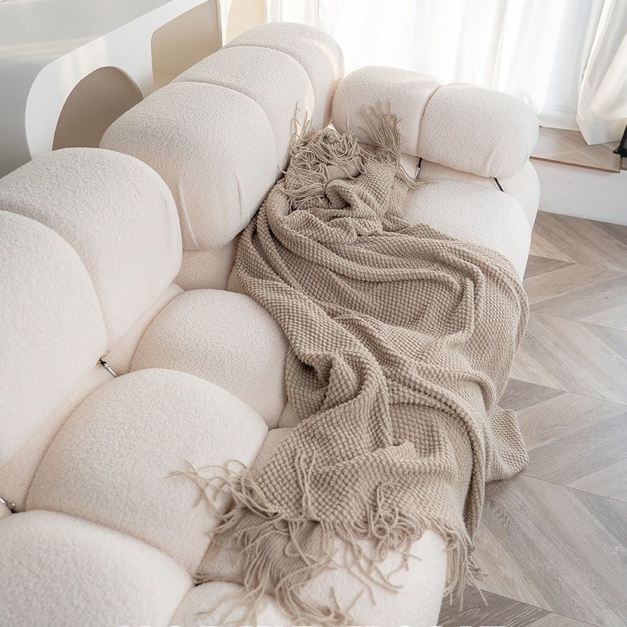 White Knitted Home Throw Blanket, Cozy Bedroom and living room Decor, bedding