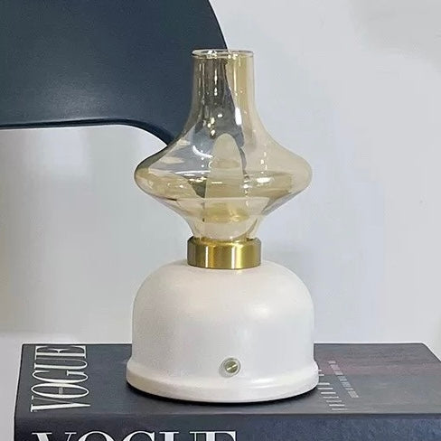 White Vintage Oil Lamp-shaped Portable Cordless Rechargeable Table Lamp – A stylish cordless table lamp with a vintage oil lamp design, available in 4 color options for a cozy and functional home decor.