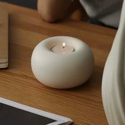 White Round Minimalist Candle Holder, Modern and Elegant Decor