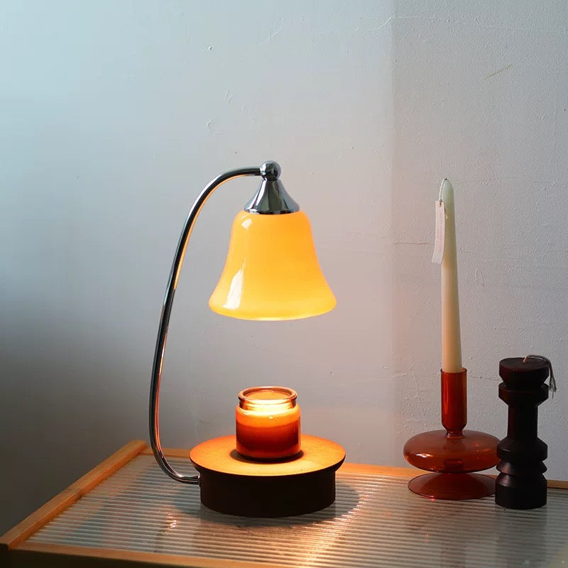 Yellow Adjustable Heat Candle Warmer Lamp with Timer. Perfect for safe, smoke-free ambiance. Enjoy fast, even melting with adjustable heat & sleek design.