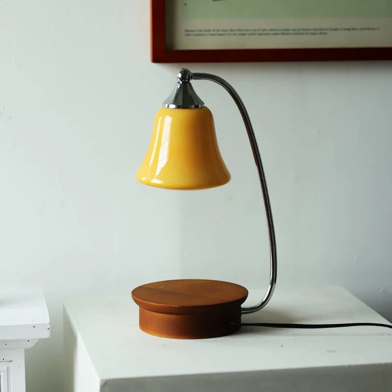 Yellow Adjustable Heat Candle Warmer Lamp with Timer. Perfect for safe, smoke-free ambiance. Enjoy fast, even melting with adjustable heat & sleek design.