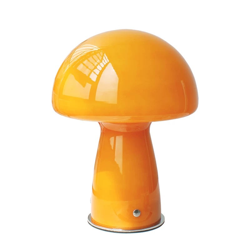 Yellow Mushroom-shaped Glass Table Lamp, Unique Lighting