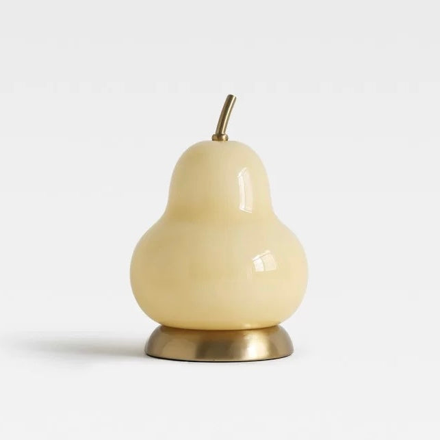 Yellow Pear Glass Portable Table Lamp, Cordless Rechargeable Lighting