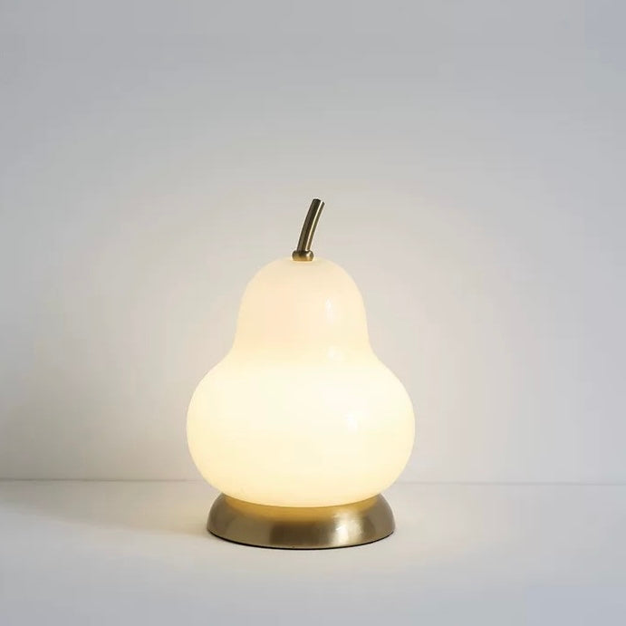 Yellow Pear Glass Portable Table Lamp, Cordless Rechargeable Lighting