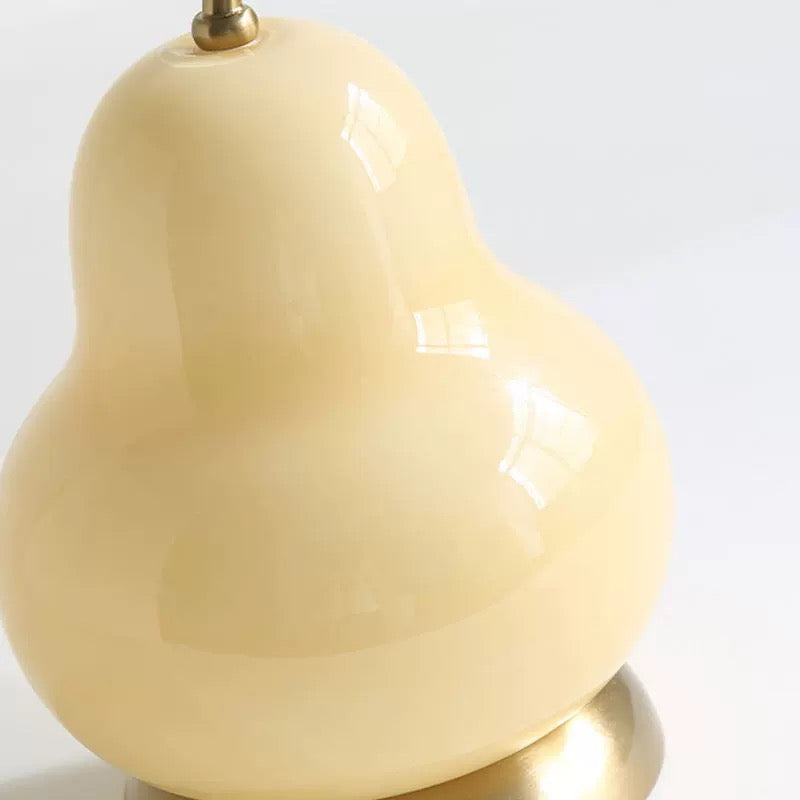 Yellow Pear Glass Portable Table Lamp, Cordless Rechargeable Lighting