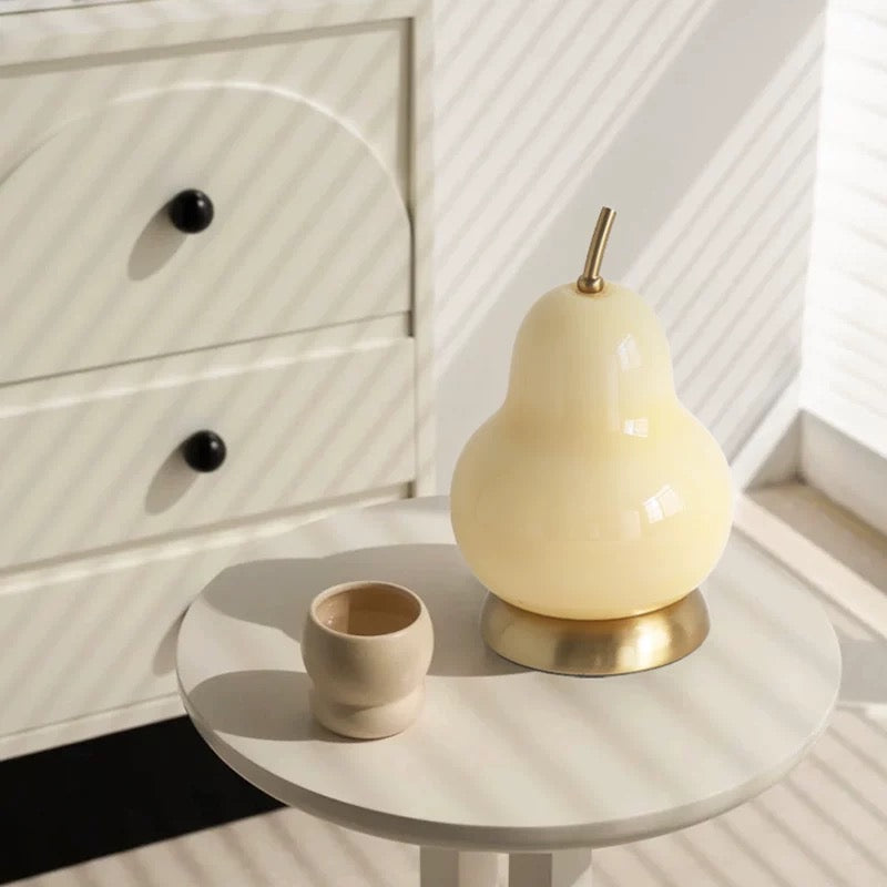 Yellow Pear Glass Portable Table Lamp, Cordless Rechargeable Lighting