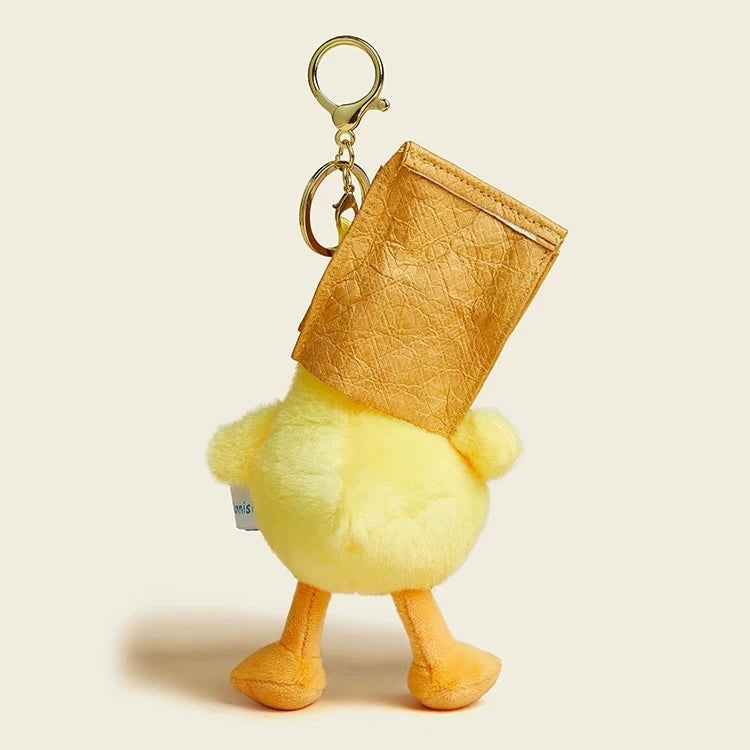 Yellow Plush Duck Keychain / Bag Charm – A soft and fluffy yellow duck keychain, perfect for adding a fun and cozy touch to your bag or keys.