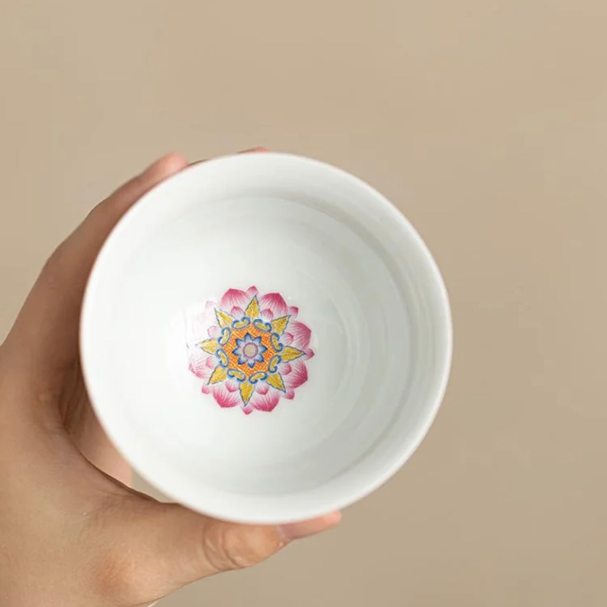Yellow and Blue Floral Tea Cup, Elegant Ceramic Teaware