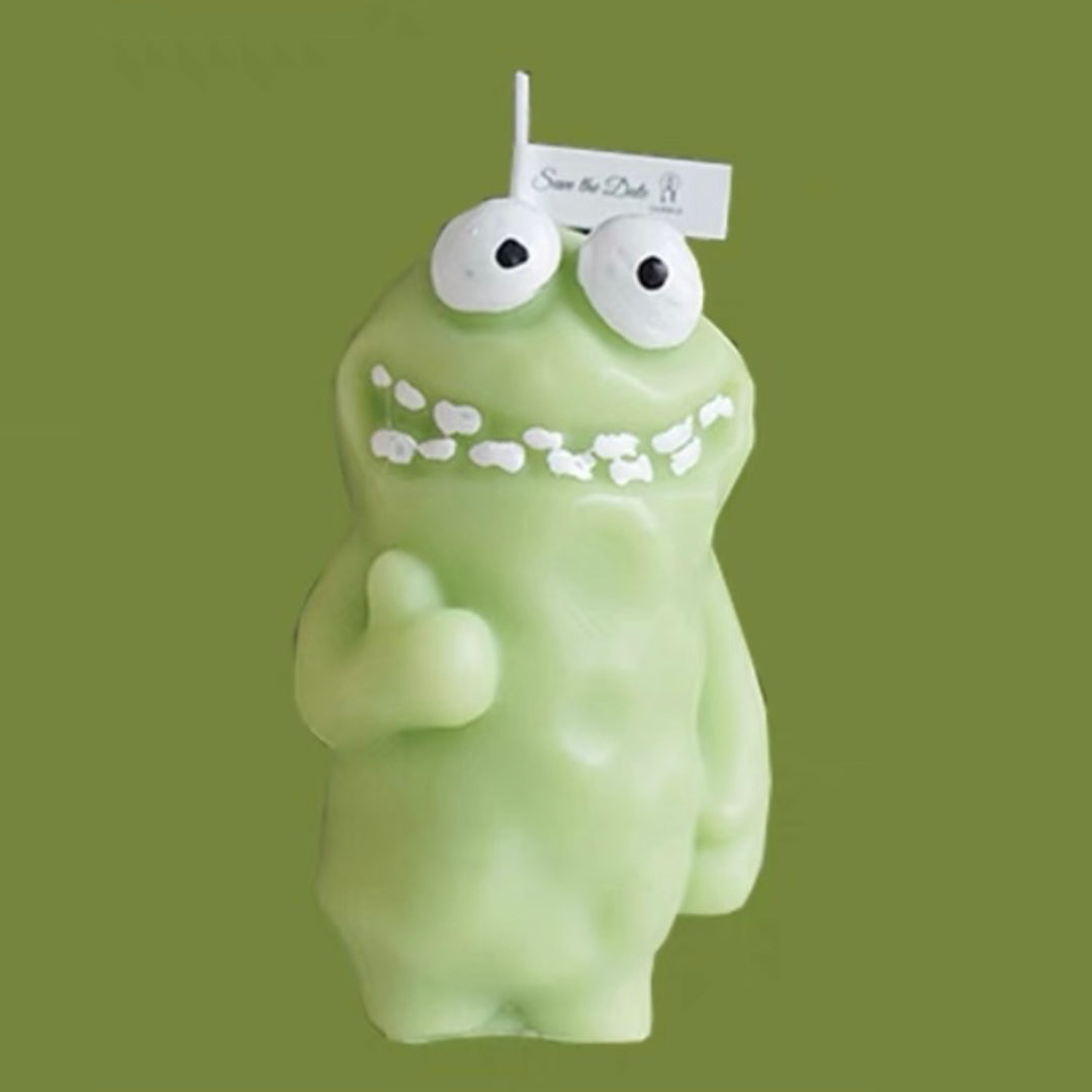 green Cute-Ugly Doll Style Scented Candle Collection, Quirky and Colorful Decor