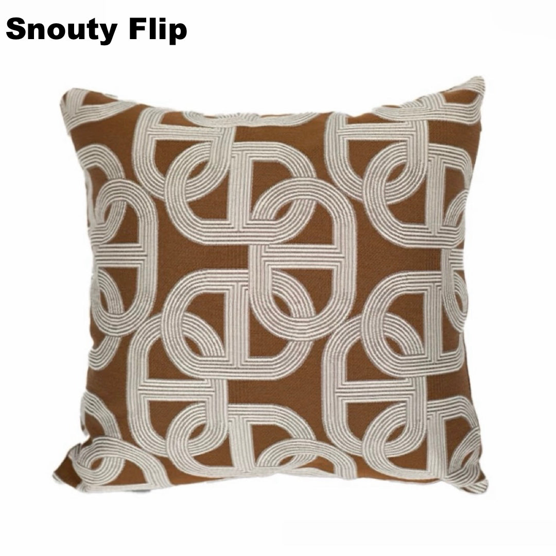 Beige Cushion with brown snouty splash style 