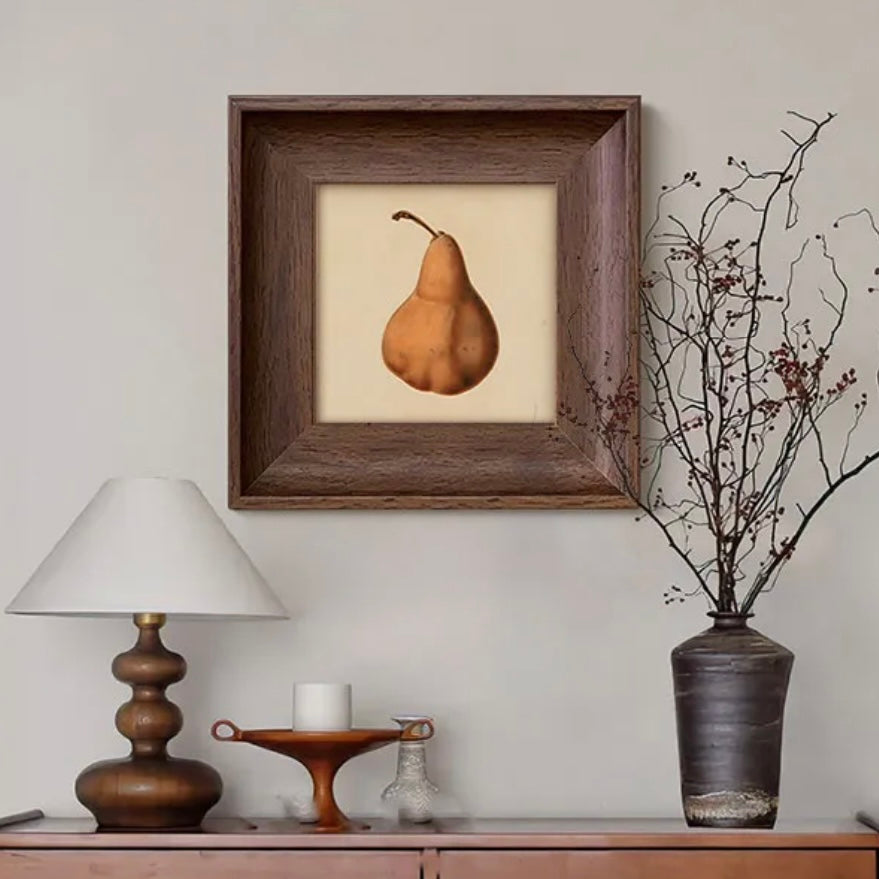 Pear canvas Wall Art. A bright and colorful piece of wall decor featuring lemons and pears, bringing fresh, nature-inspired vibes to your home decor.