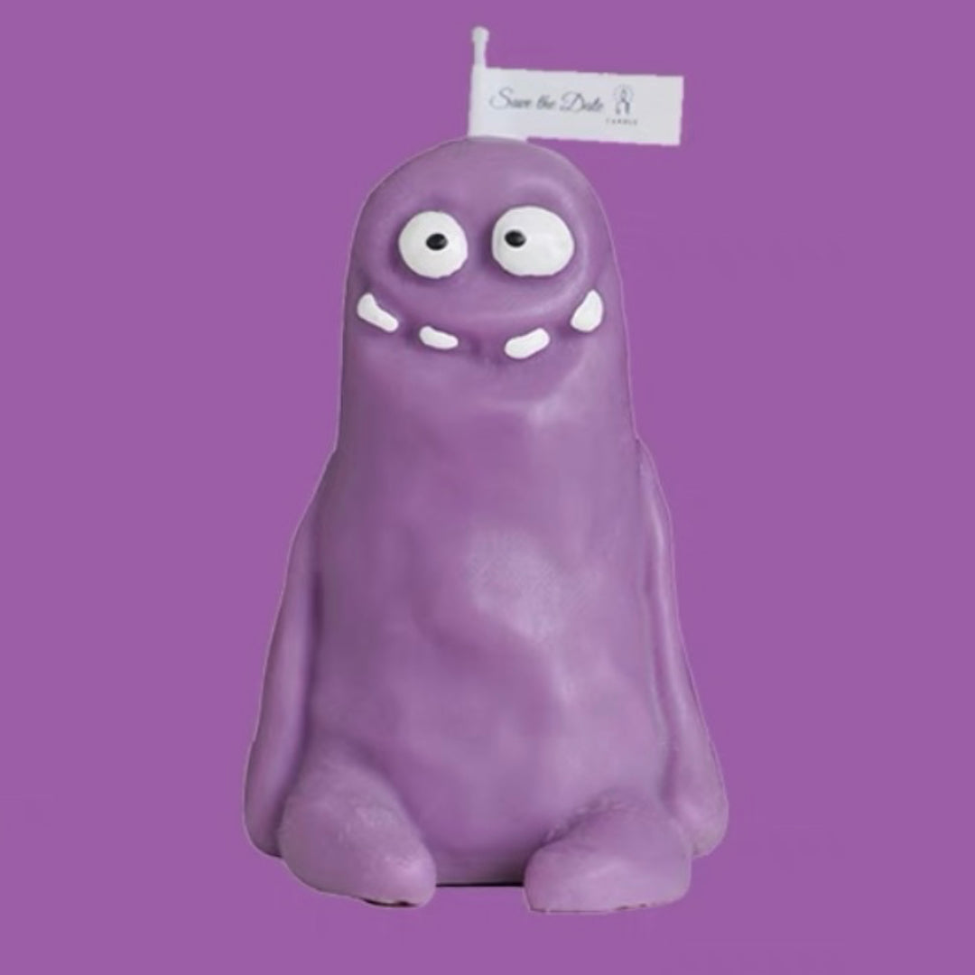 purple Cute-Ugly Doll Style Scented Candle Collection, Quirky and Colorful Decor