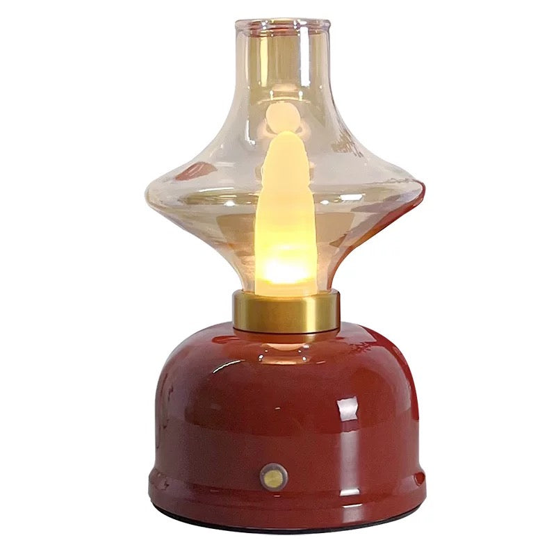 Red Vintage Oil Lamp-shaped Portable Cordless Rechargeable Table Lamp – A stylish cordless table lamp with a vintage oil lamp design, available in 4 color options for a cozy and functional home decor.